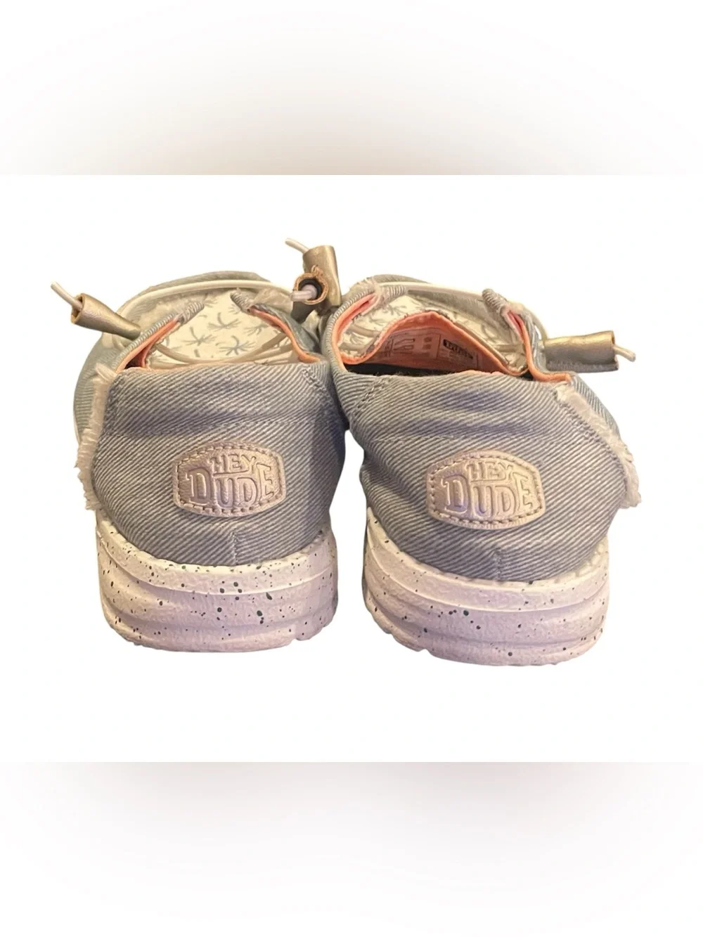 Hey Dude Beige Palm-Print Slip-On Loafers with Coral Lining - Picture 5 of 7